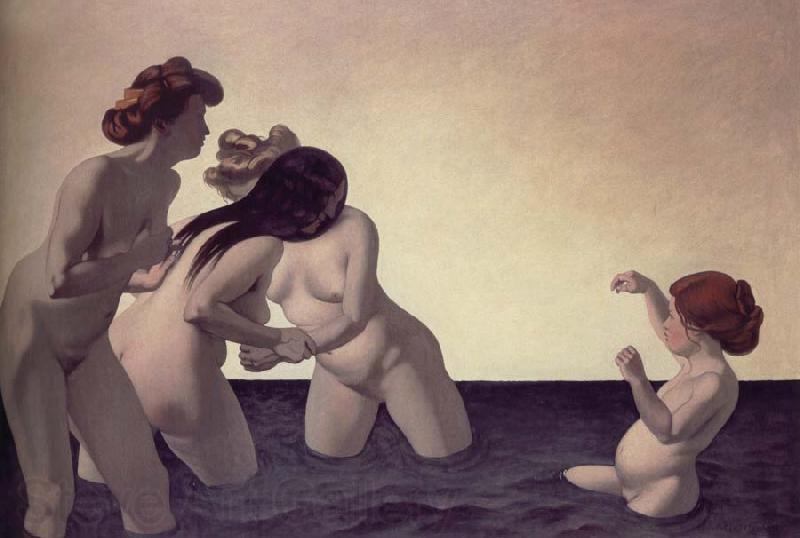 Felix Vallotton Three woman and a young girl playing the water Germany oil painting art